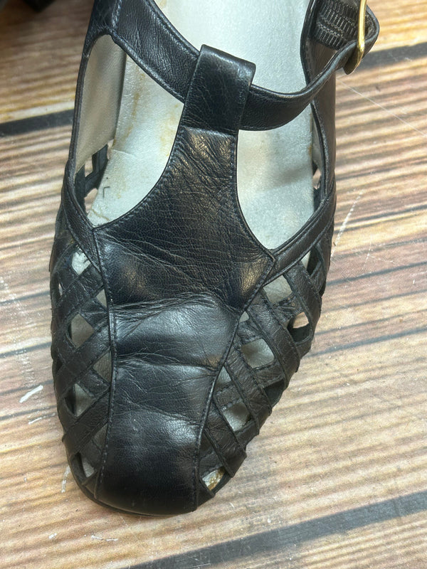 Vintage Damen T-Steg Schuhe aus echtem Leder – 20er Jahre Stil (Gr. 39)