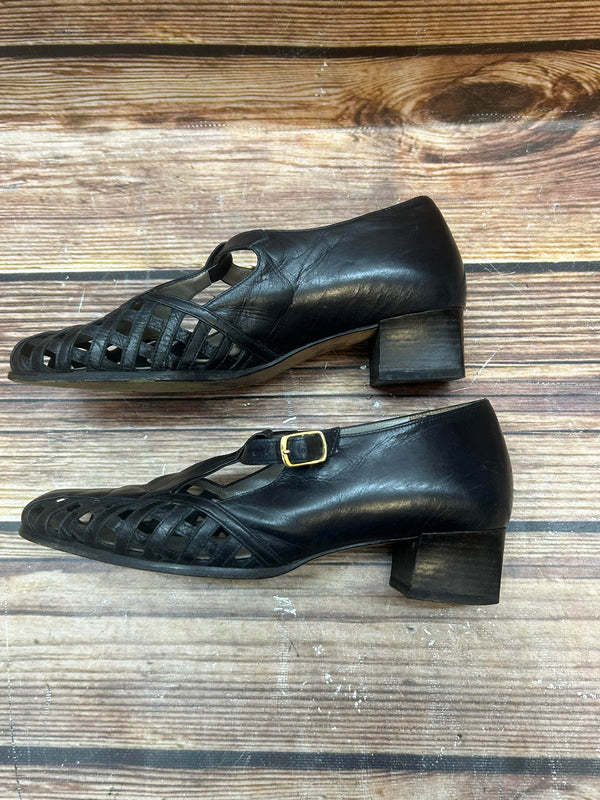 Vintage Damen T-Steg Schuhe aus echtem Leder – 20er Jahre Stil (Gr. 39)