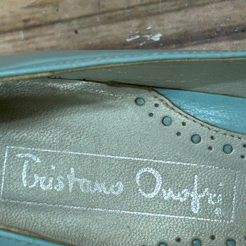 Vintage Türkis Damen Pumps Lederschuhe Gr. 38