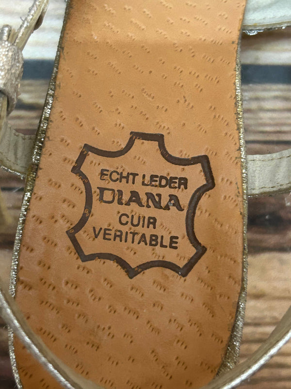Vintage Slingpumps in Silber – Gr. 37, Diana, Echtleder