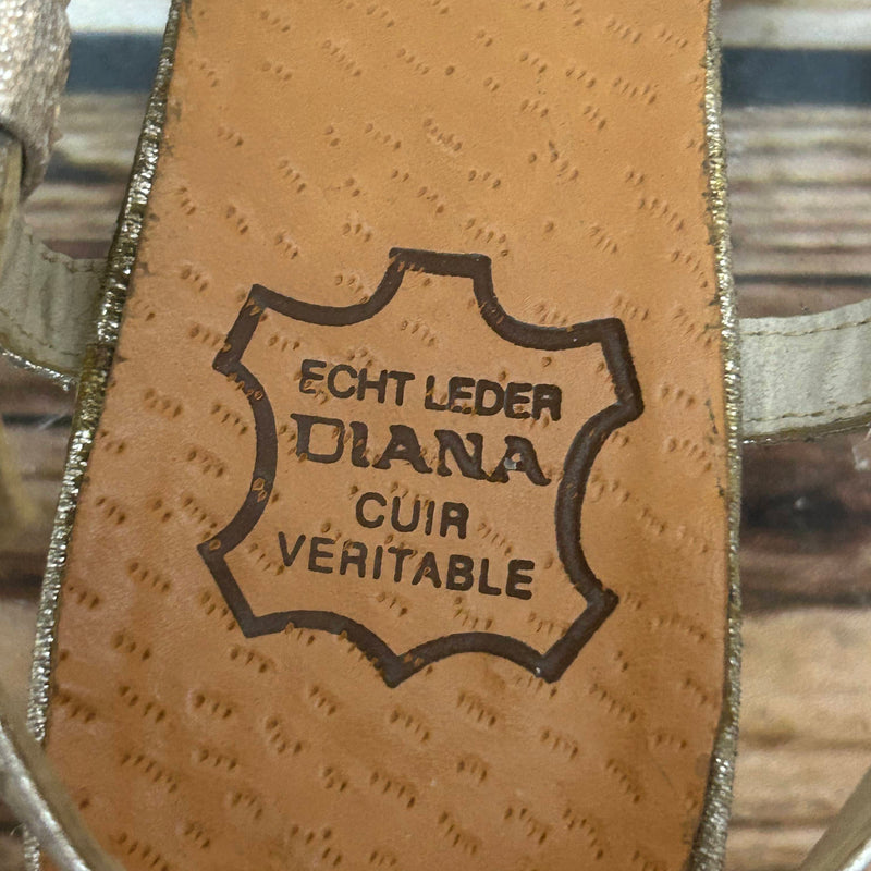 Vintage Slingpumps in Silber – Gr. 37, Diana, Echtleder