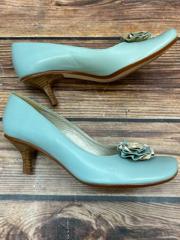 Vintage Türkis Damen Pumps Lederschuhe Gr. 38