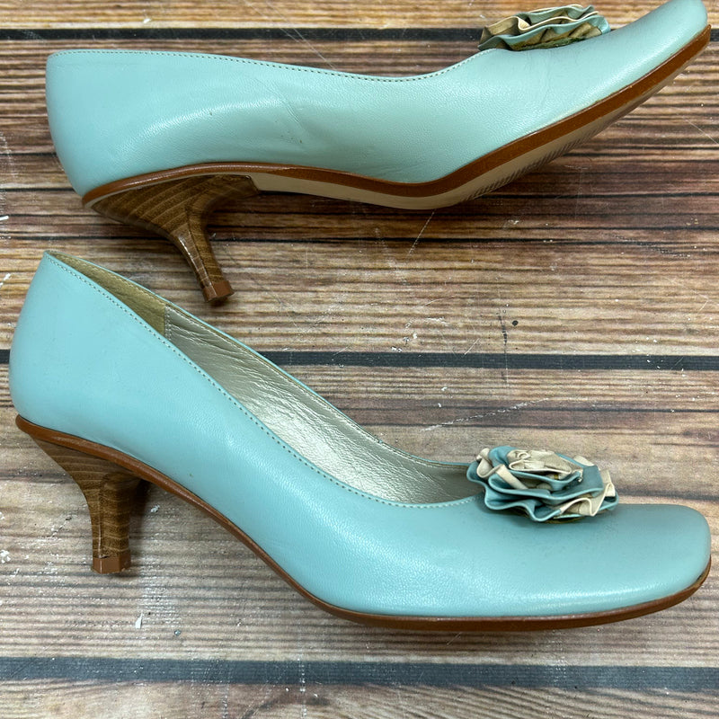 Vintage Türkis Damen Pumps Lederschuhe Gr. 38