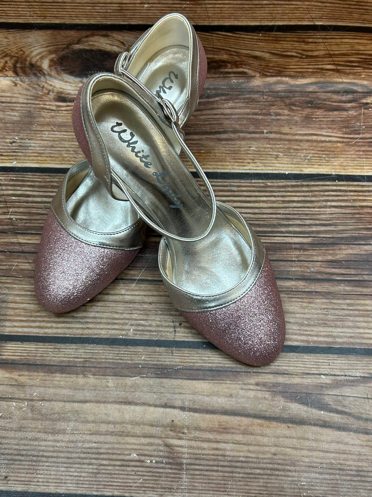 Glitzernde Eleganz – Vintage Pumps Damen  Schuhe in Rosa Silber, Größe 38