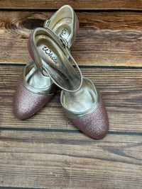 Glitzernde Eleganz – Vintage Pumps Damen  Schuhe in Rosa Silber, Größe 38