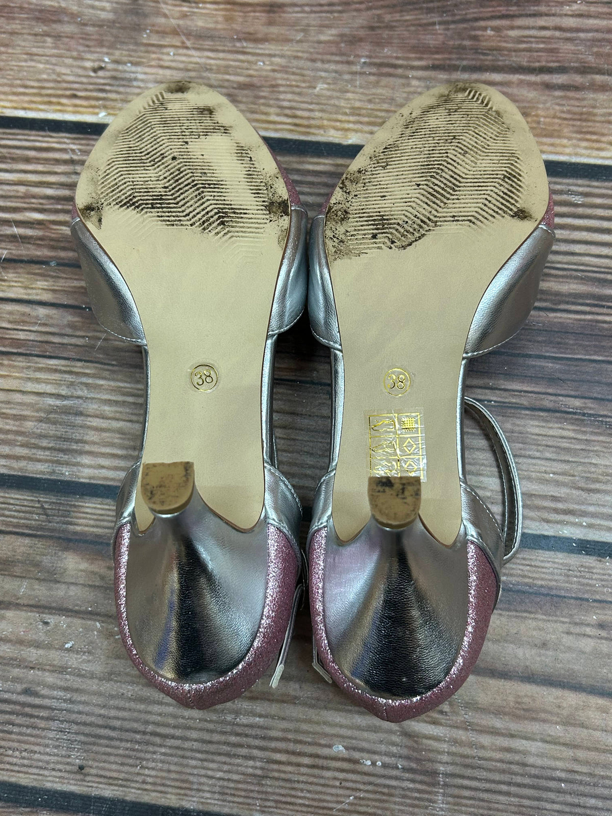Glitzernde Eleganz – Vintage Pumps Damen  Schuhe in Rosa Silber, Größe 38