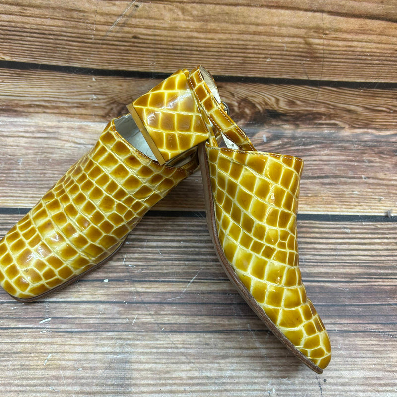 Extravagant und einzigartig: Gelbe Vintage Slingback Damen Schuhe in Gr. 38