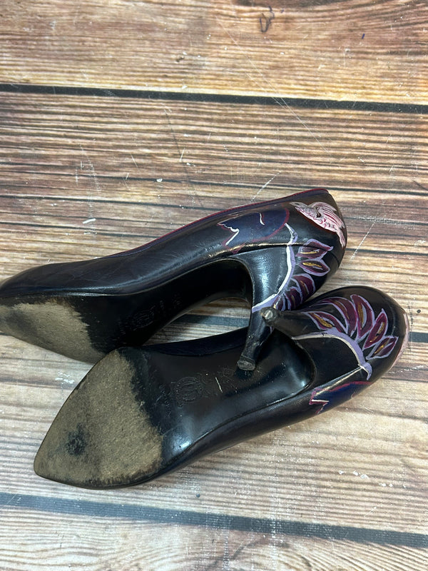 Lederpumps 36 ½ – Navy / Rot, handbemalt, Made in Italy