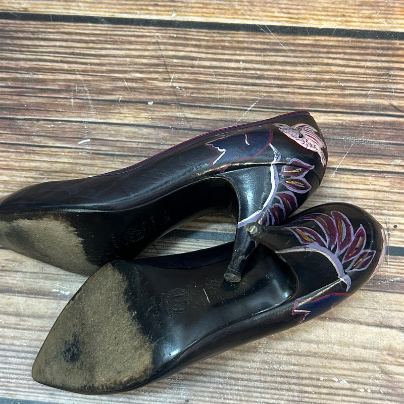 Lederpumps 36 ½ – Navy / Rot, handbemalt, Made in Italy