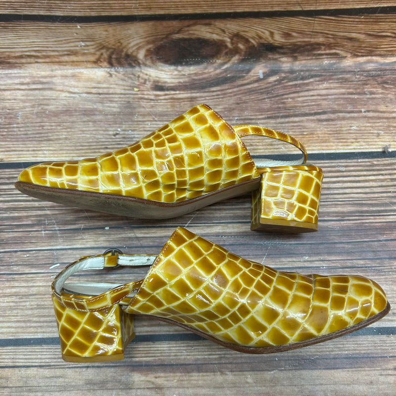 Extravagant und einzigartig: Gelbe Vintage Slingback Damen Schuhe in Gr. 38