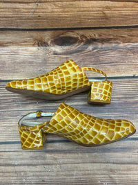 Extravagant und einzigartig: Gelbe Vintage Slingback Damen Schuhe in Gr. 38