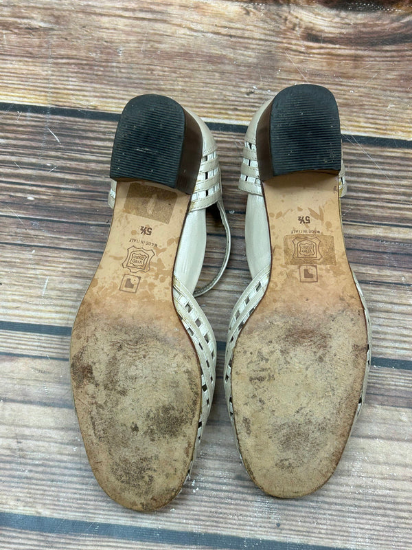 Geflochtene T-Steg-Sandalen aus italienischem Leder – Größe 38,5