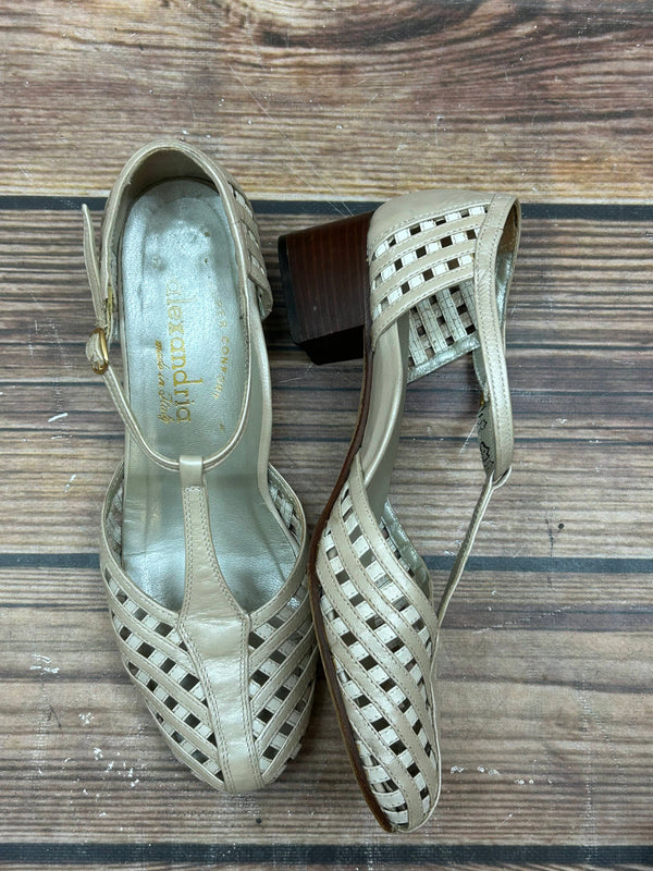 Geflochtene T-Steg-Sandalen aus italienischem Leder – Größe 38,5
