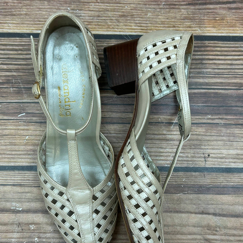 Geflochtene T-Steg-Sandalen aus italienischem Leder – Größe 38,5
