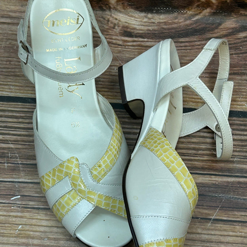 Leder-Slingbacks mit Gelb-Akzent – Größe 40
