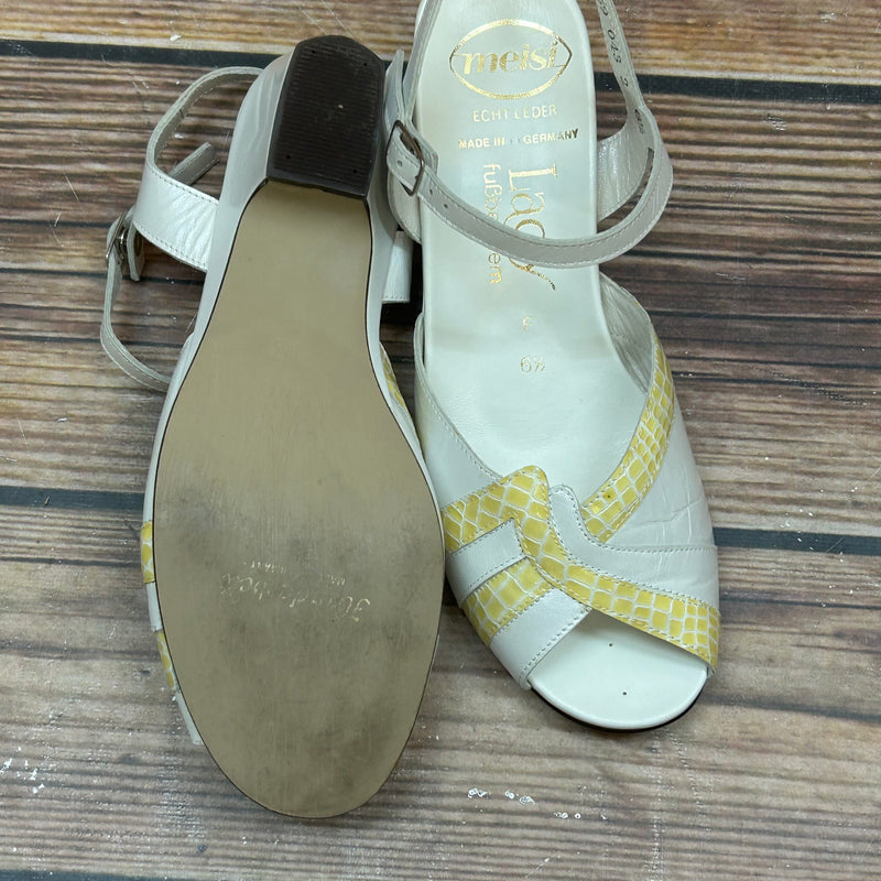 Leder-Slingbacks mit Gelb-Akzent – Größe 40