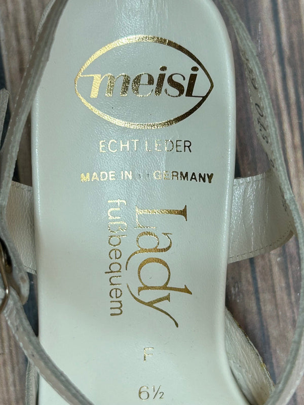 Leder-Slingbacks mit Gelb-Akzent – Größe 40