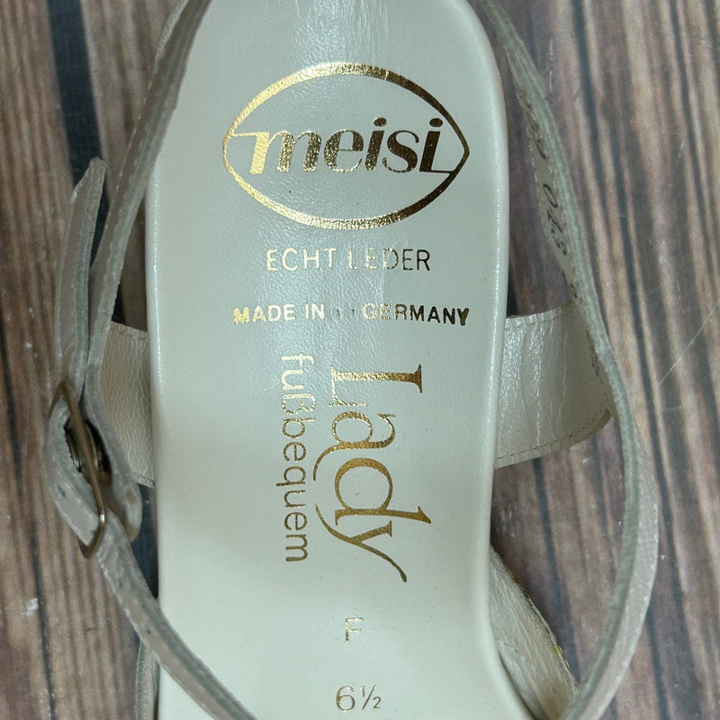 Leder-Slingbacks mit Gelb-Akzent – Größe 40