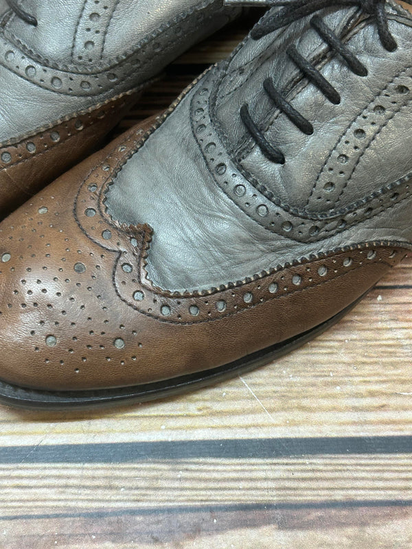Detailaufnahme Leder und Broguing-Muster der Geox Schuhe, Größe 40