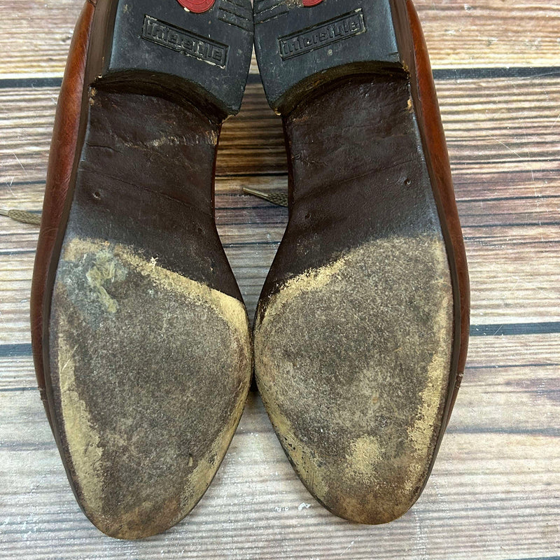 ChatGPT:  Cognac-braune Vintage Lederschnürer – Gr. 7 ½ (≈ EU 41)