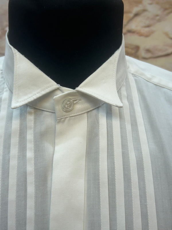 Vintage Smokinghemd Weiß mit Biesen – Gr. 39