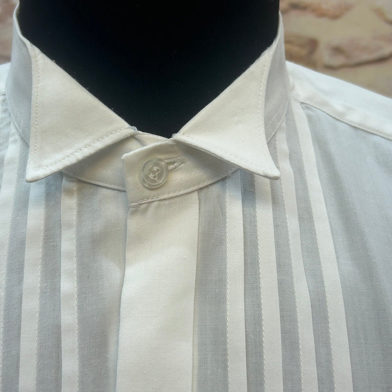 Vintage Smokinghemd Weiß mit Biesen – Gr. 39