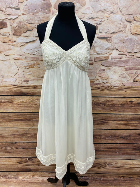 Vintage Sommerkleid, Boho-Kleid, Creme Gr.36