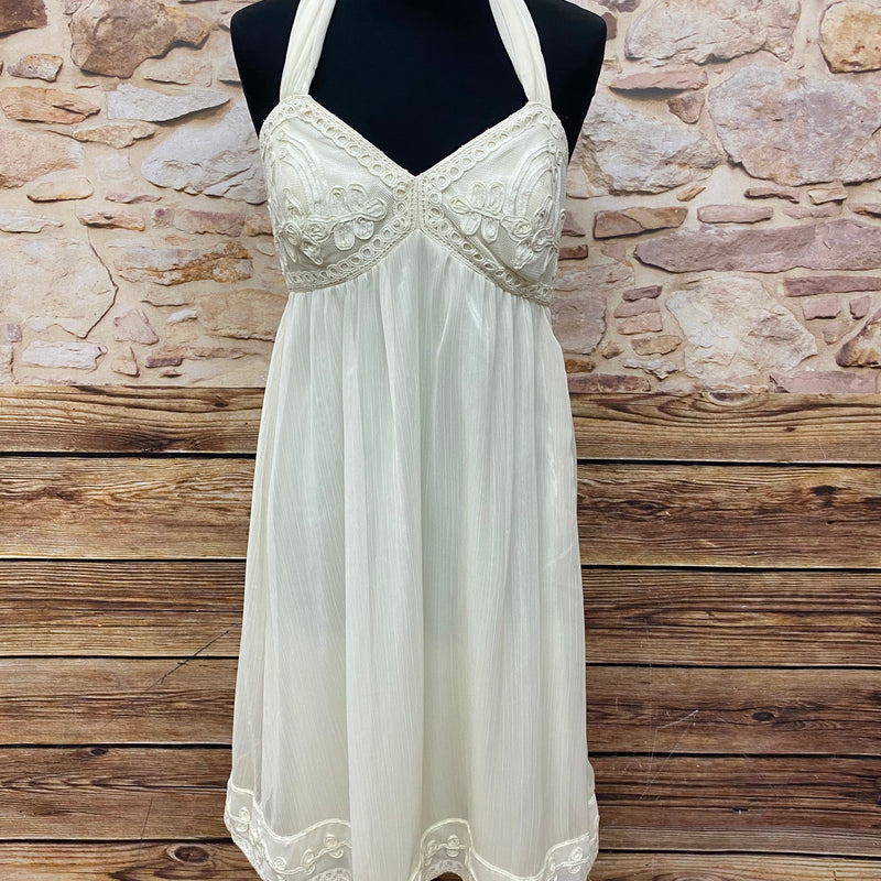 Vintage Sommerkleid, Boho-Kleid, Creme Gr.36