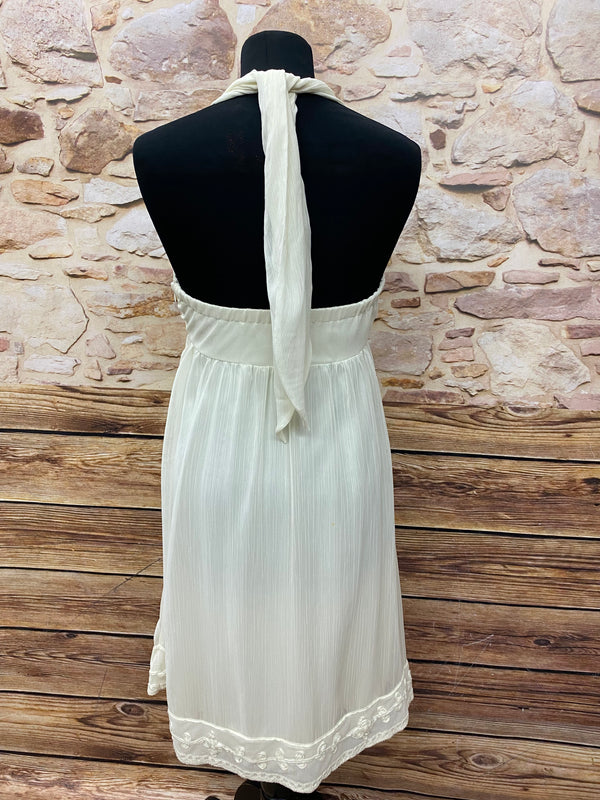 Vintage Sommerkleid, Boho-Kleid, Creme Gr.36