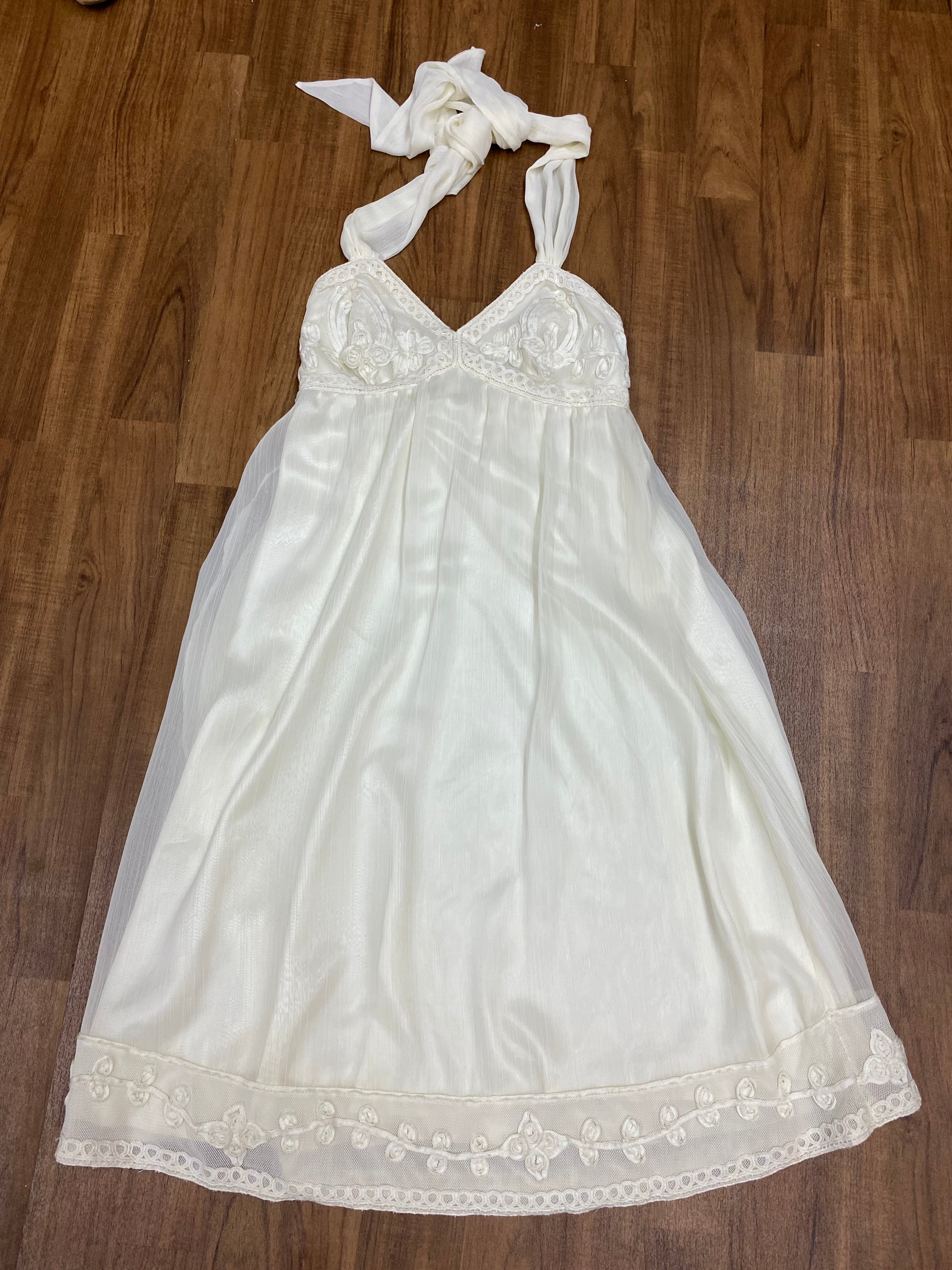 Vintage Sommerkleid, Boho-Kleid, Creme Gr.36