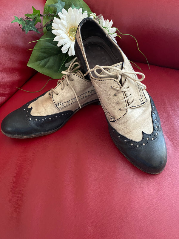 Spectator Schuhe zweifarbig Dunkelblau Leder Oxford Brogue Schuh Gr.41 Vintage, Ansicht 2