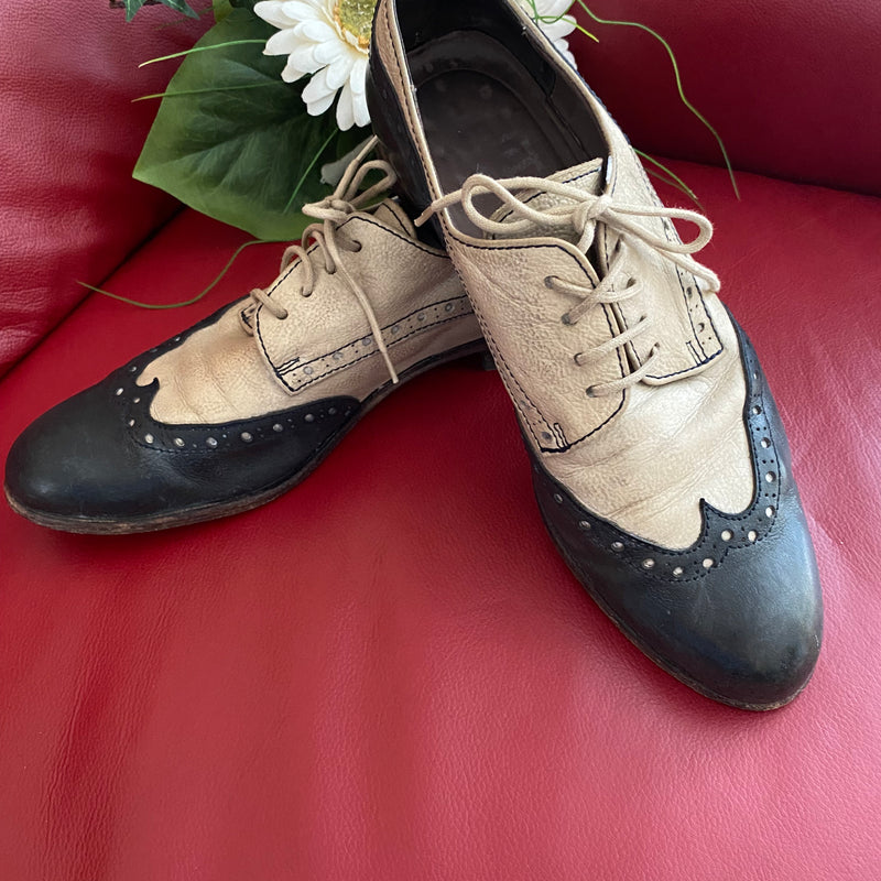 Spectator Schuhe zweifarbig Dunkelblau Leder Oxford Brogue Schuh Gr.41 Vintage, Ansicht 2
