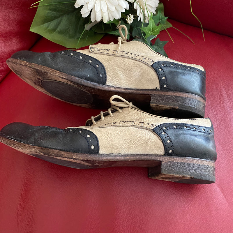 Spectator Schuhe zweifarbig Dunkelblau Leder Oxford Brogue Schuh Gr.41 Vintage, Ansicht 3