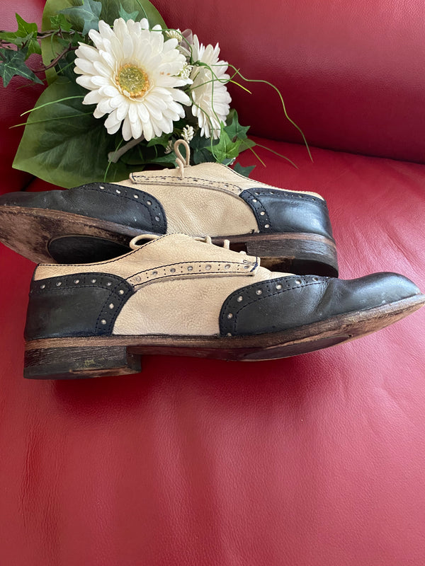 Spectator Schuhe zweifarbig Dunkelblau Leder Oxford Brogue Schuh Gr.41 Vintage, Ansicht 4