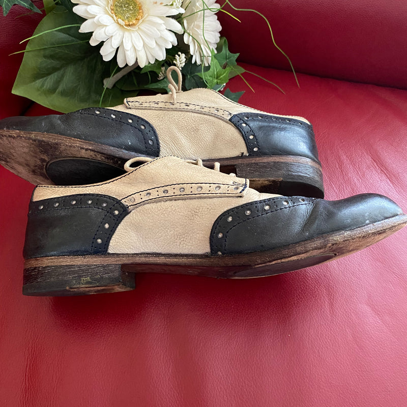 Spectator Schuhe zweifarbig Dunkelblau Leder Oxford Brogue Schuh Gr.41 Vintage, Ansicht 4