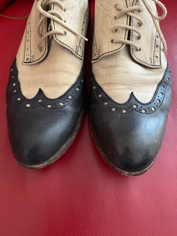 Spectator Schuhe zweifarbig Dunkelblau Leder Oxford Brogue Schuh Gr.41 Vintage, Ansicht 5
