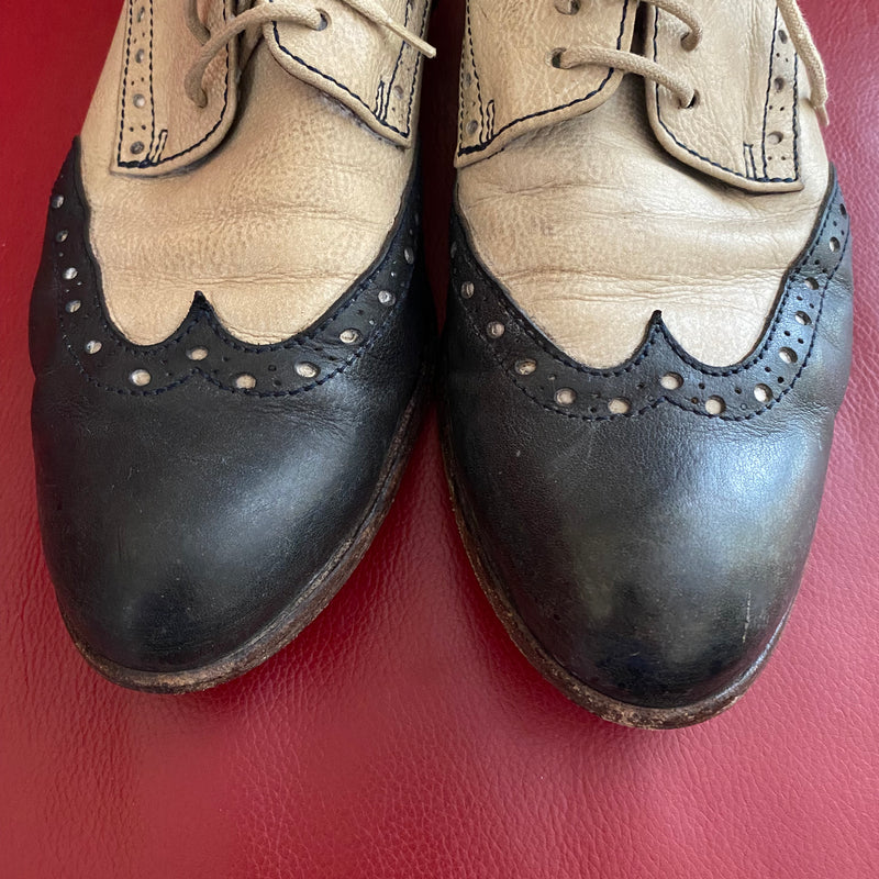 Spectator Schuhe zweifarbig Dunkelblau Leder Oxford Brogue Schuh Gr.41 Vintage, Ansicht 5