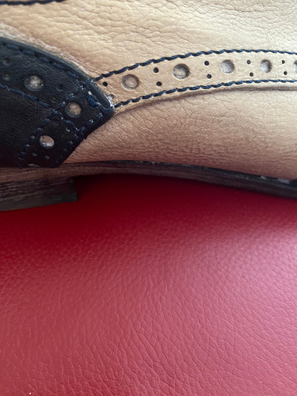 Spectator Schuhe zweifarbig Dunkelblau Leder Oxford Brogue Schuh Gr.41 Vintage, Ansicht 8