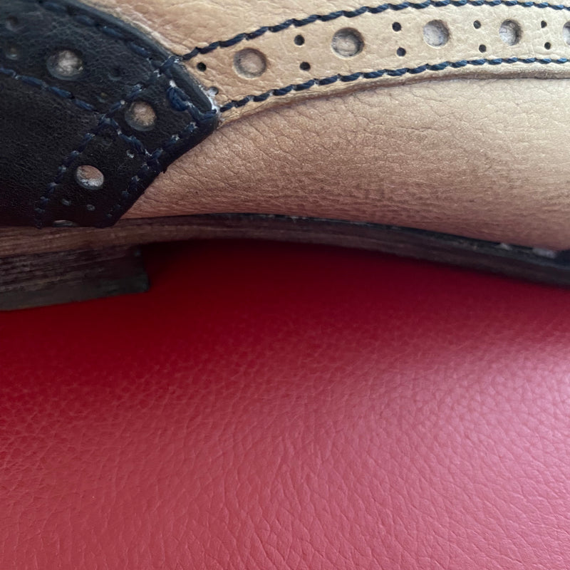 Spectator Schuhe zweifarbig Dunkelblau Leder Oxford Brogue Schuh Gr.41 Vintage, Ansicht 8