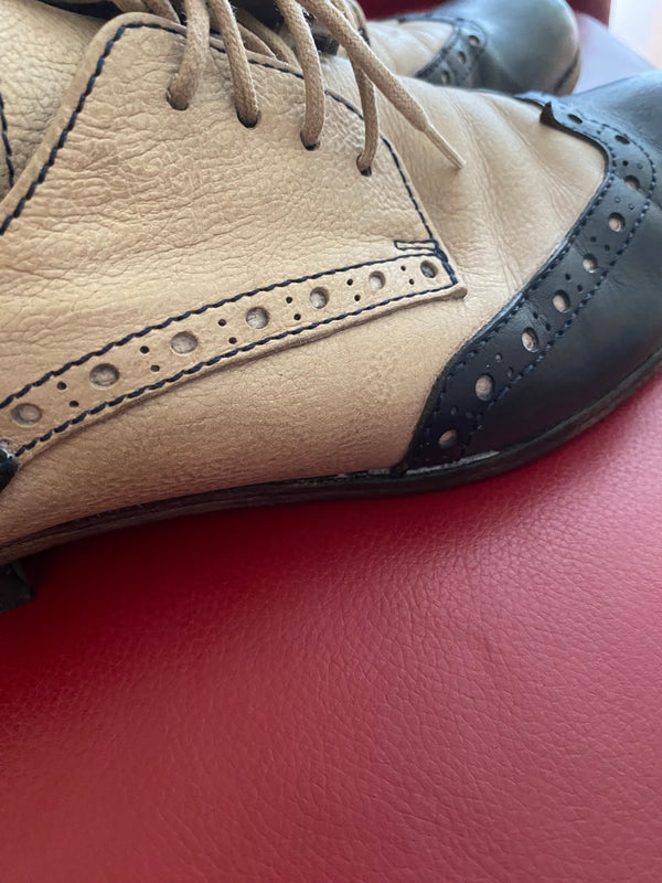 Spectator Schuhe zweifarbig Dunkelblau Leder Oxford Brogue Schuh Gr.41 Vintage, Ansicht 9