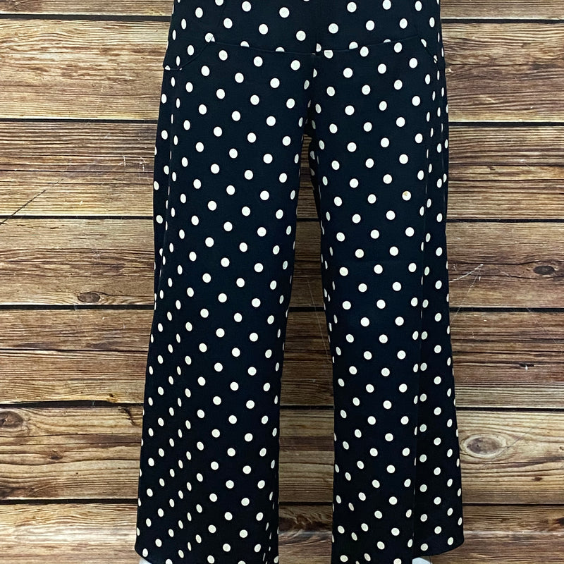 Vintage Stoffhose für Damen Gr.42, blau-weiß mit Punkte