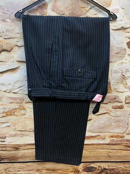 Vintage Stresemann Vintage Herren-Hose Bundweite 85 cm, Gr.48, schwarz gestreift