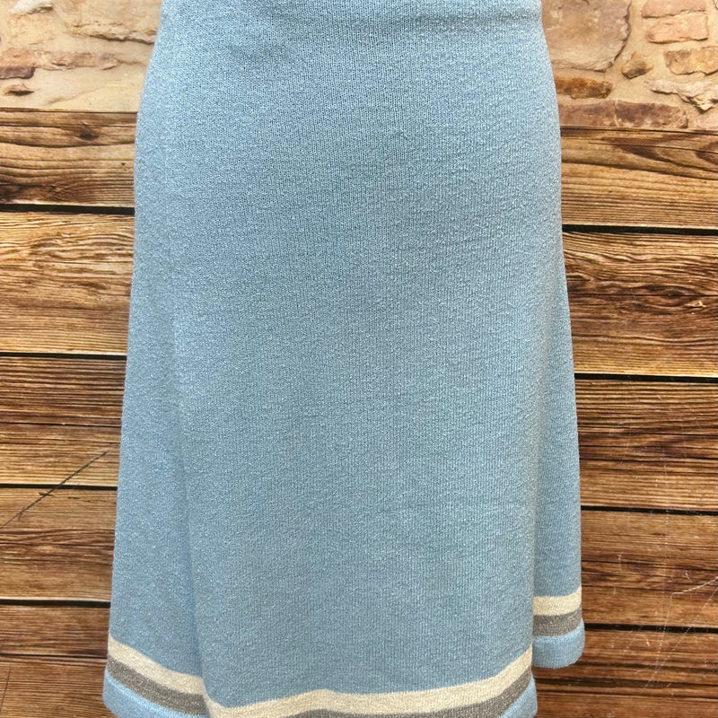 Vintage Strick-Kostüm Damen Gr. 42 – Hellblau
