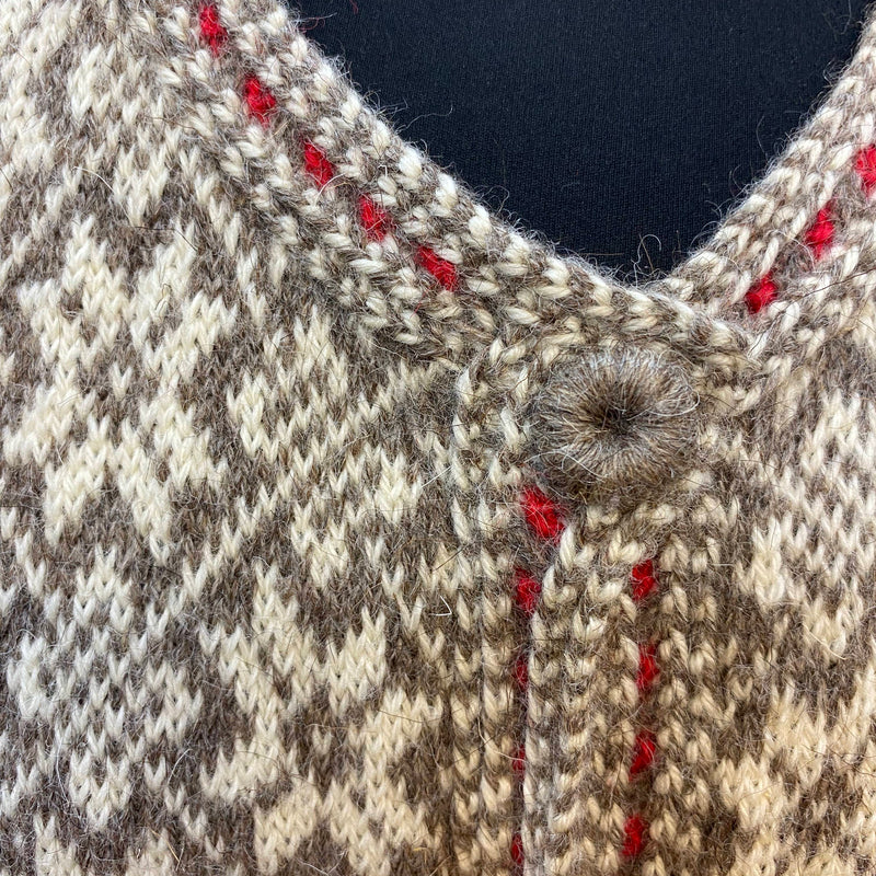 Vintage Norweger-Strickjacke mit traditionellem Muster – Größe M