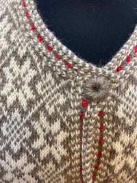 Vintage Norweger-Strickjacke mit traditionellem Muster – Größe M