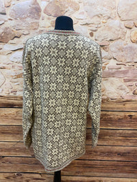 Vintage Norweger-Strickjacke mit traditionellem Muster – Größe M