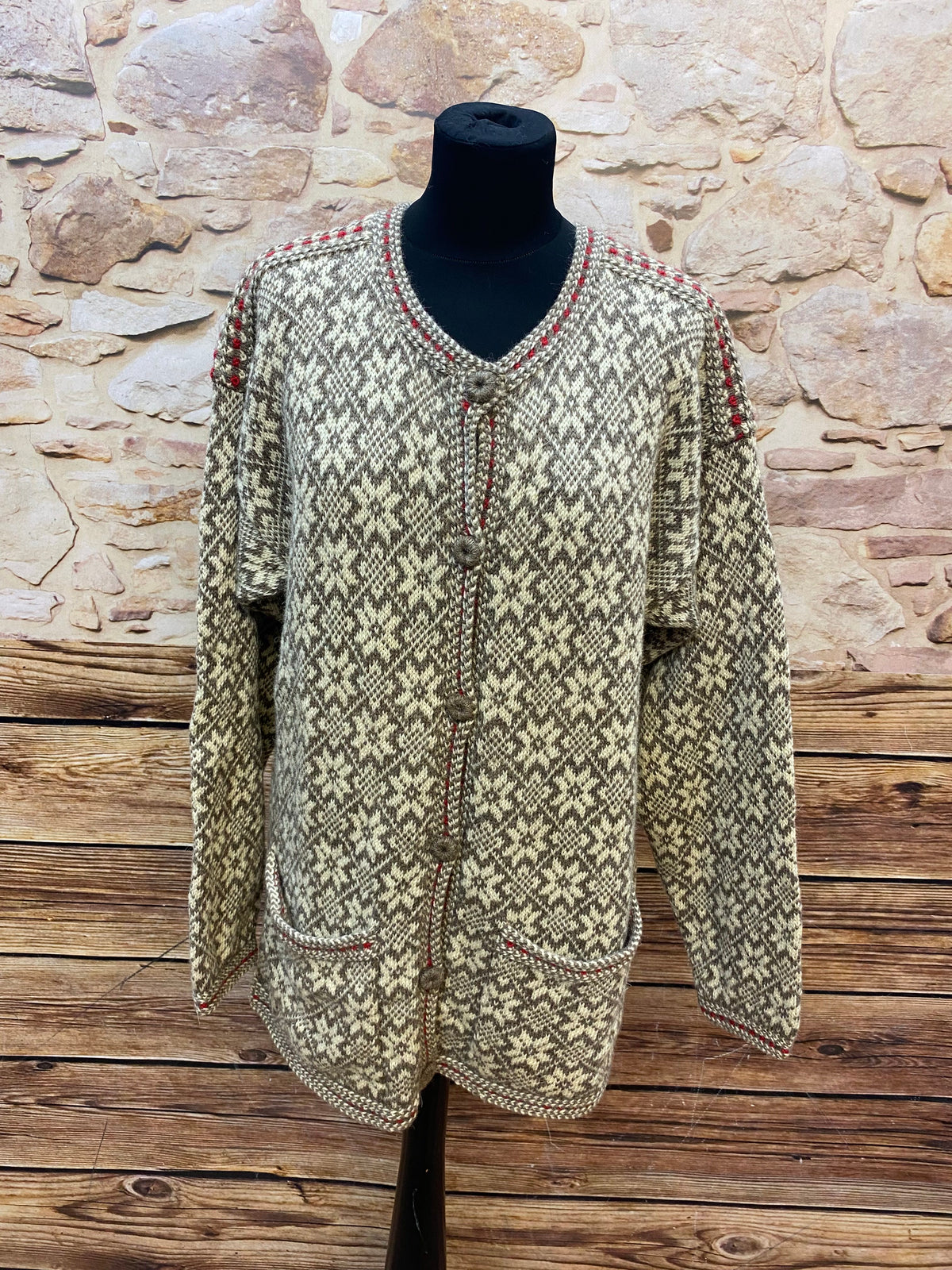 Vintage Norweger-Strickjacke Gr.M