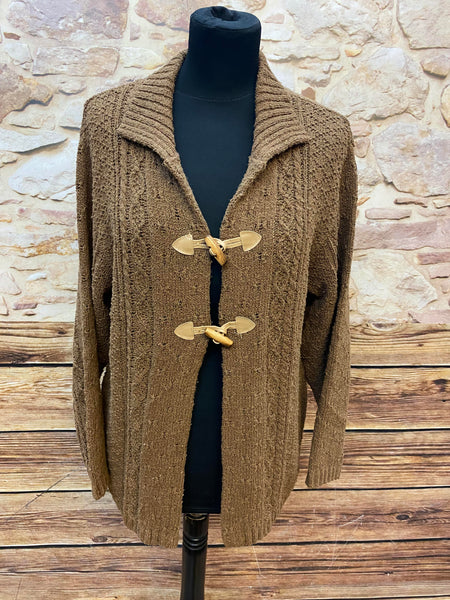 Vintage Strickjacke in warmem Braunton 