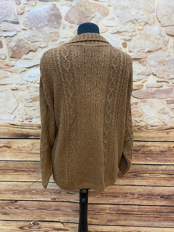 Vintage Strickjacke in warmem Braunton – Größe 44 (heutige Gr.38)
