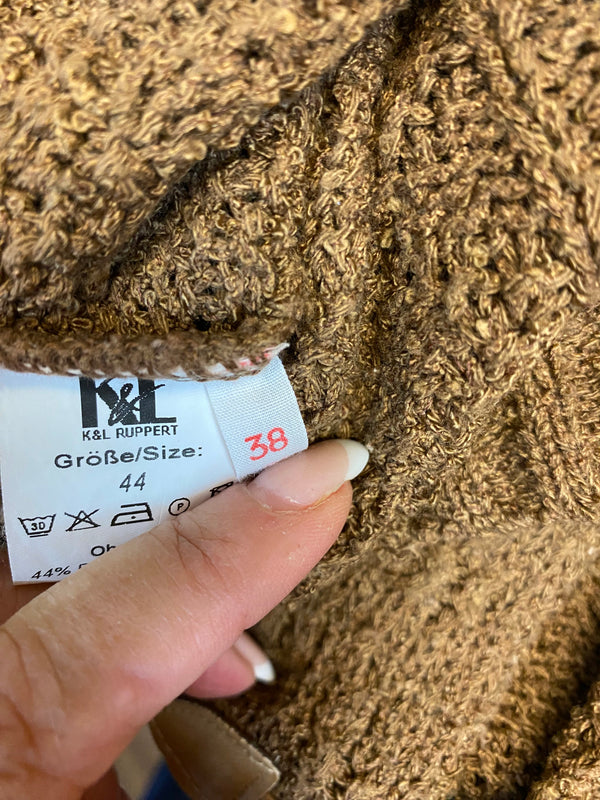Vintage Strickjacke in warmem Braunton – Größe 44 (heutige Gr.38)